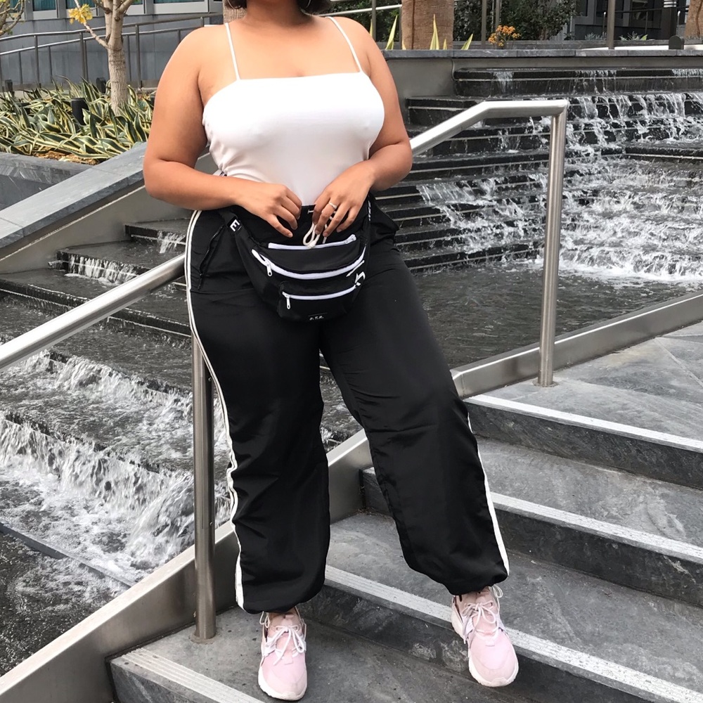 Black and white stripped joggers